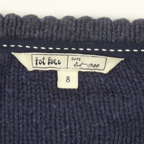 Fat Face Women's Blue Size 8 Open-Knit Cardigan Jumper