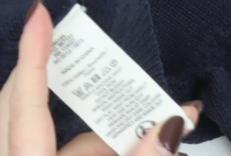 Boden Men’s Blue Cotton Crew Neck Textured Knit Jumper S