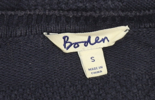Boden Men’s Blue Cotton Crew Neck Textured Knit Jumper S