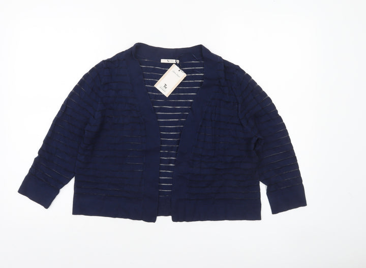 Tu Women Blue Open Knit Cardigan Size 12 Lightweight