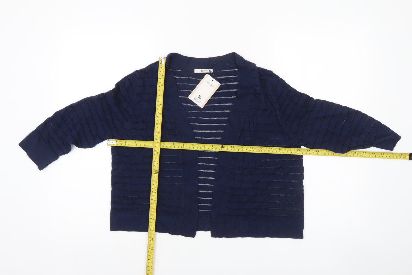 Tu Women Blue Open Knit Cardigan Size 12 Lightweight