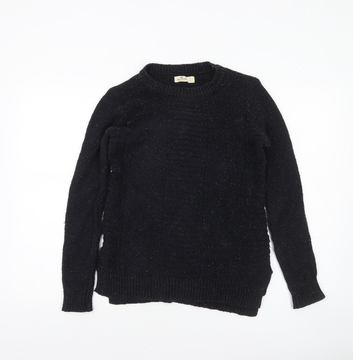 Hollister Womens Black Chunky Knit Crew Neck Pullover Jumper Size S