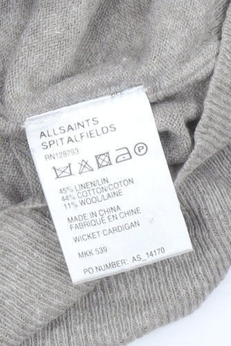 AllSaints Men's Beige Linen Cotton Wool Button Cardigan Medium