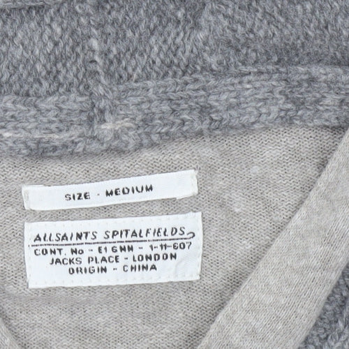 AllSaints Men's Beige Linen Cotton Wool Button Cardigan Medium