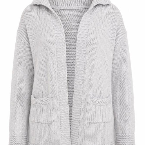 Paul Costelloe Dressage Women Grey Wool Blend Chunky Knit Cardigan S