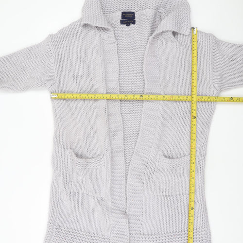 Paul Costelloe Dressage Women Grey Wool Blend Chunky Knit Cardigan S