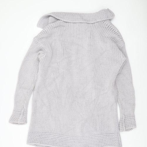 Paul Costelloe Dressage Women Grey Wool Blend Chunky Knit Cardigan S