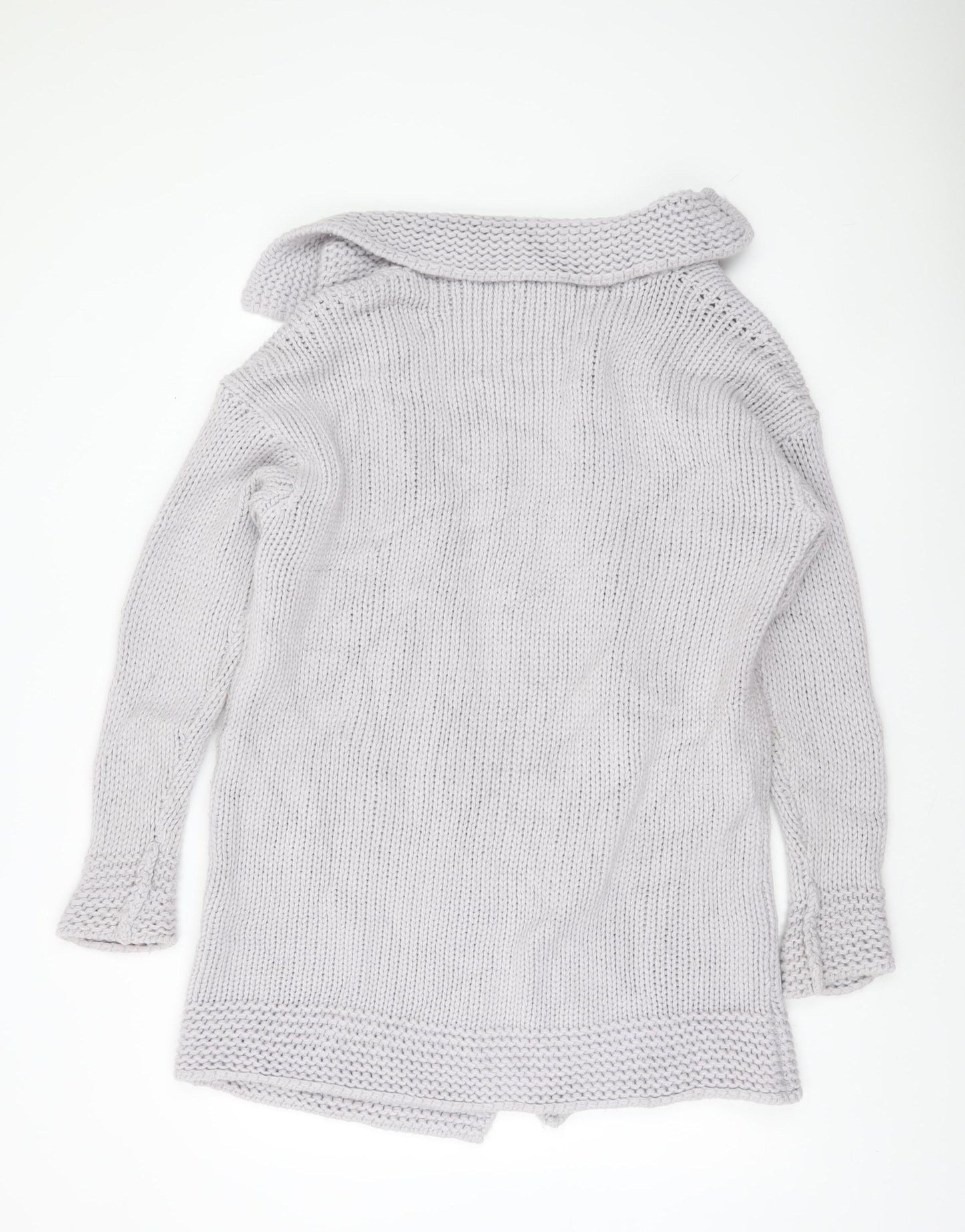 Paul Costelloe Dressage Women Grey Wool Blend Chunky Knit Cardigan S