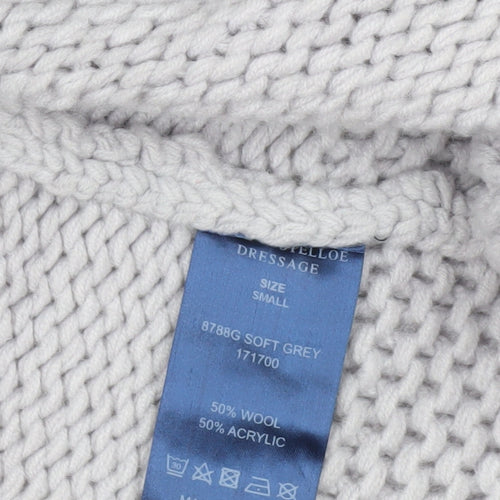 Paul Costelloe Dressage Women Grey Wool Blend Chunky Knit Cardigan S