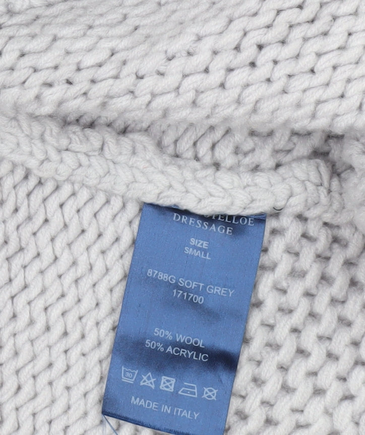 Paul Costelloe Dressage Women Grey Wool Blend Chunky Knit Cardigan S
