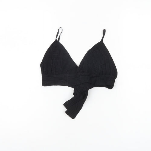 Zara Women’s Black Knit Camisole Tie Wrap Crop Top Size M