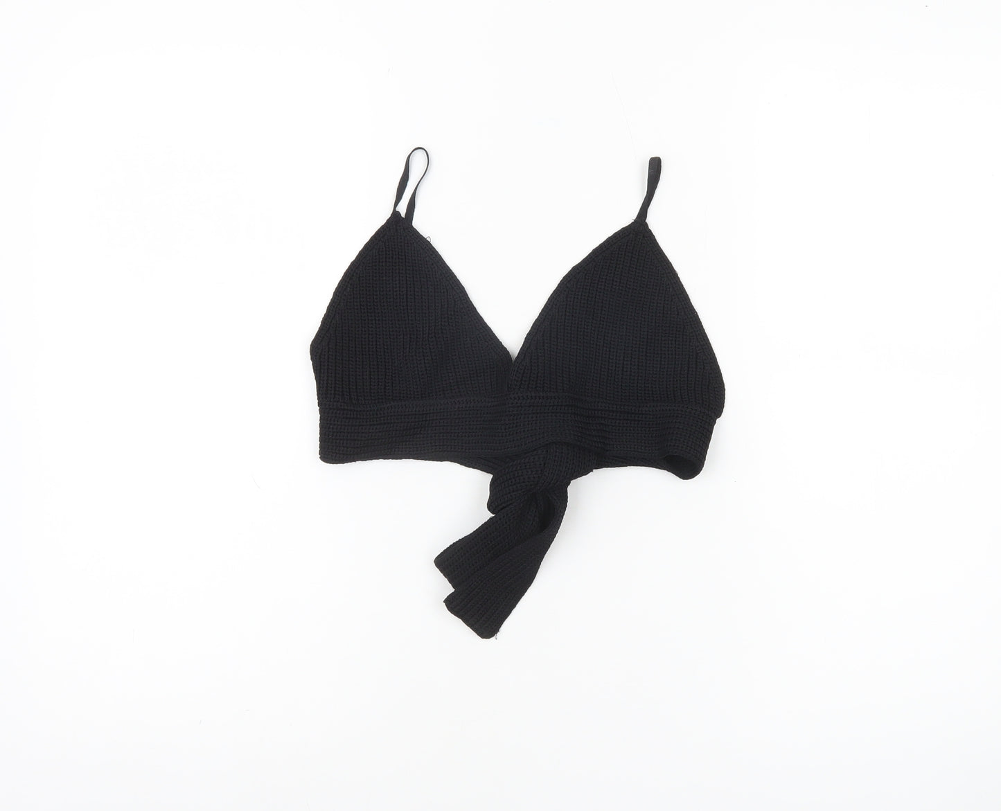 Zara Women’s Black Knit Camisole Tie Wrap Crop Top Size M
