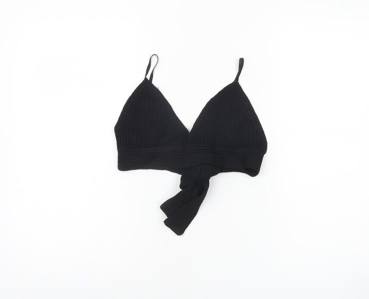 Zara Women’s Black Knit Camisole Tie Wrap Crop Top Size M
