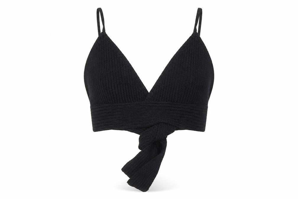 Zara Women’s Black Knit Camisole Tie Wrap Crop Top Size M