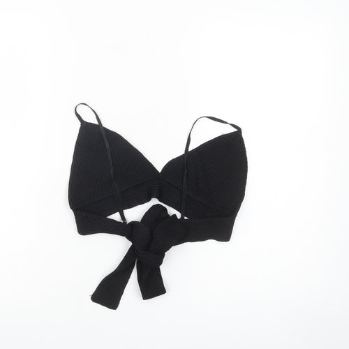 Zara Women’s Black Knit Camisole Tie Wrap Crop Top Size M