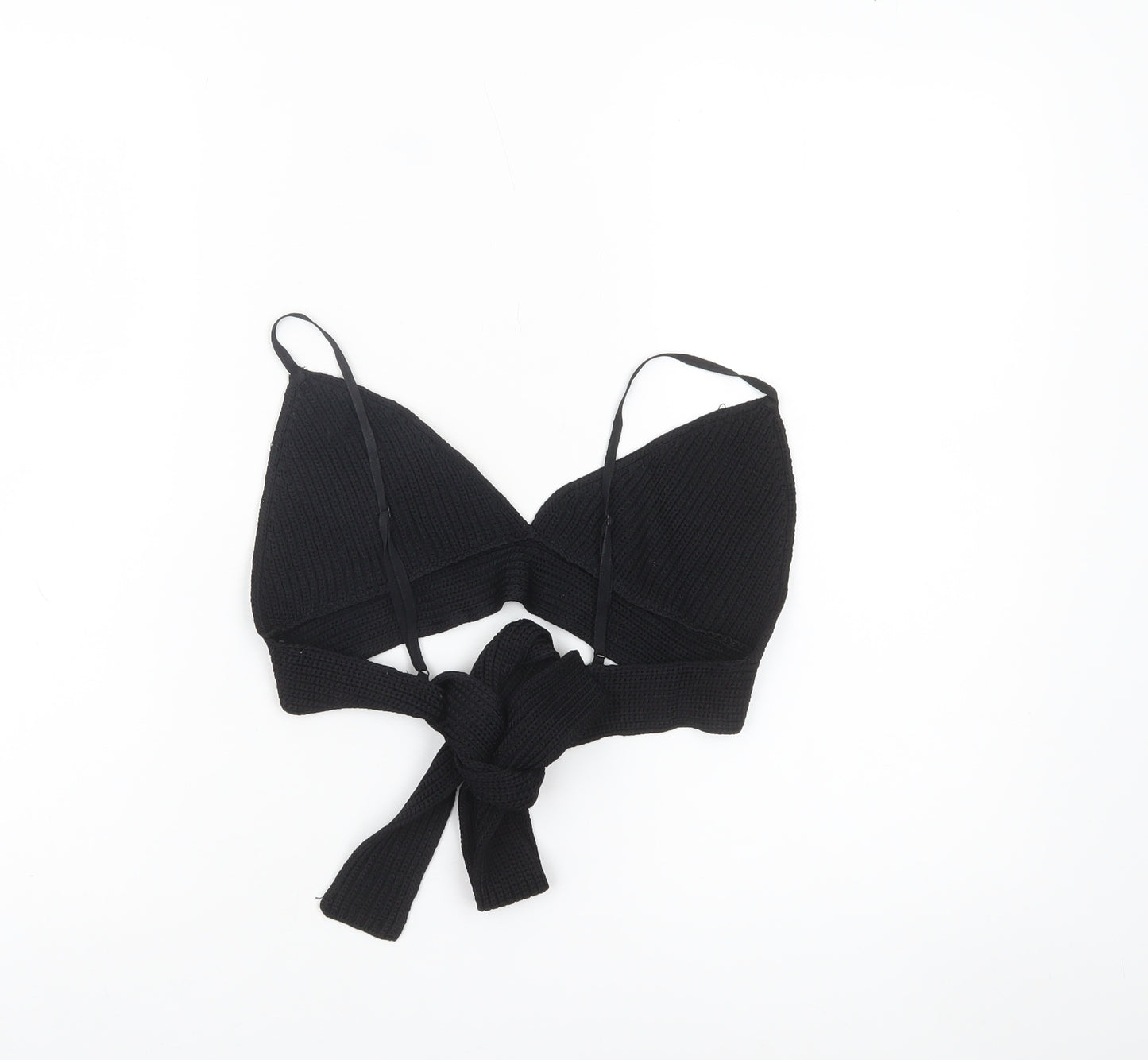 Zara Women’s Black Knit Camisole Tie Wrap Crop Top Size M
