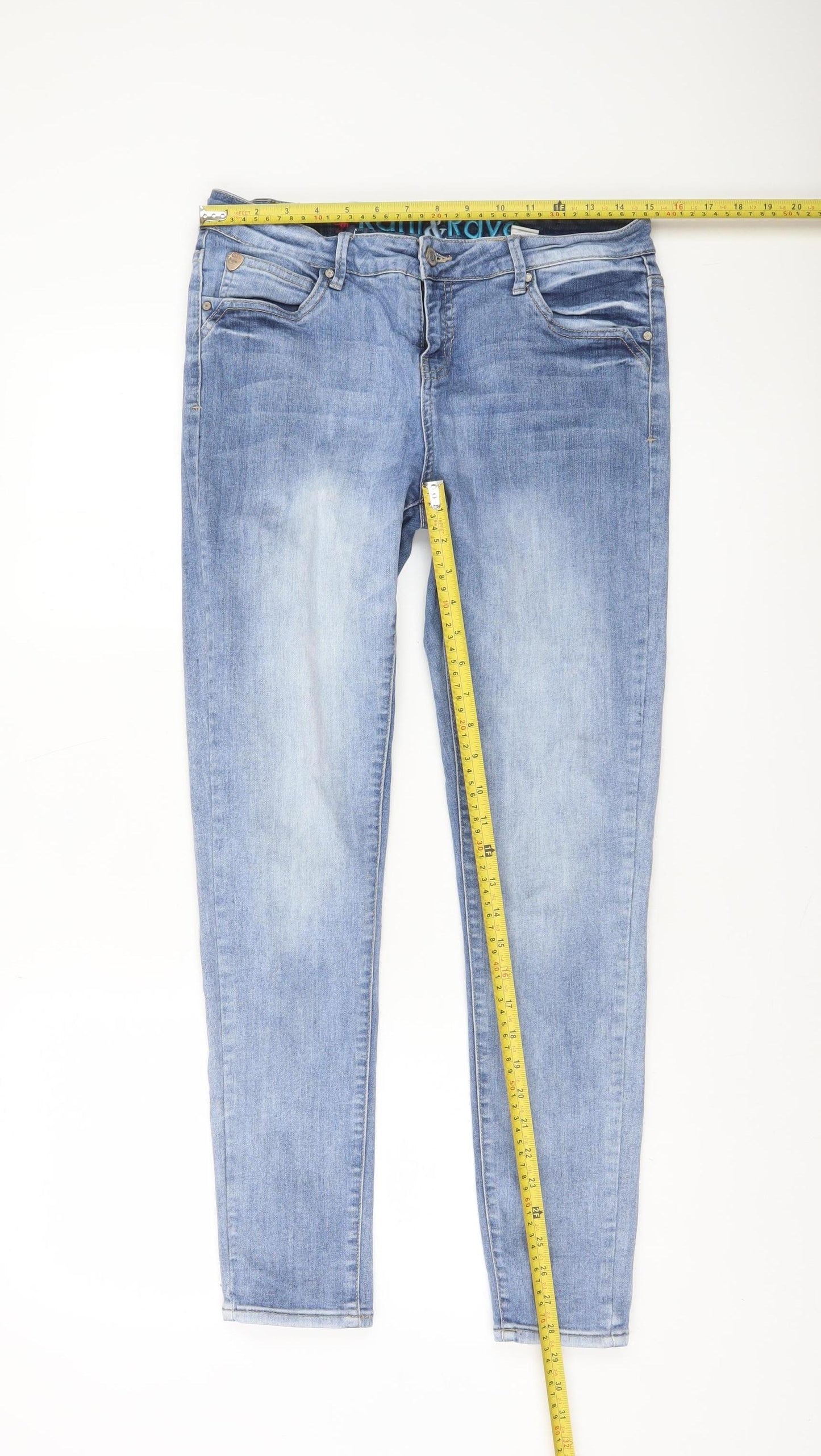 Rant & Rave Womens Blue Skinny Jeans Size 14 Regular Stretch Denim