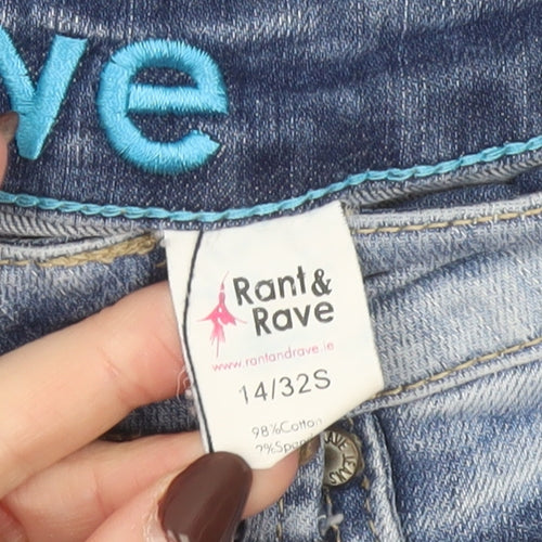 Rant & Rave Womens Blue Skinny Jeans Size 14 Regular Stretch Denim