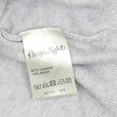 Phase Eight Women’s Grey Beaded Round Neck Short Sleeve Pullover Jumper Size 12