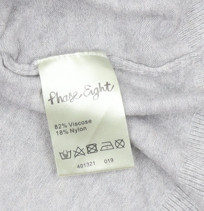 Phase Eight Women’s Grey Beaded Round Neck Short Sleeve Pullover Jumper Size 12