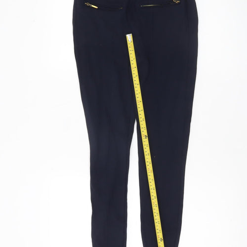Zara Basic Women’s Black Skinny Jeggings Size M with Gold Zip Detail