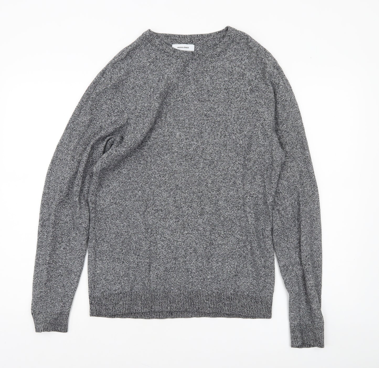Jack & Jones Men’s Grey Cotton Crew Neck Pullover Jumper Size M
