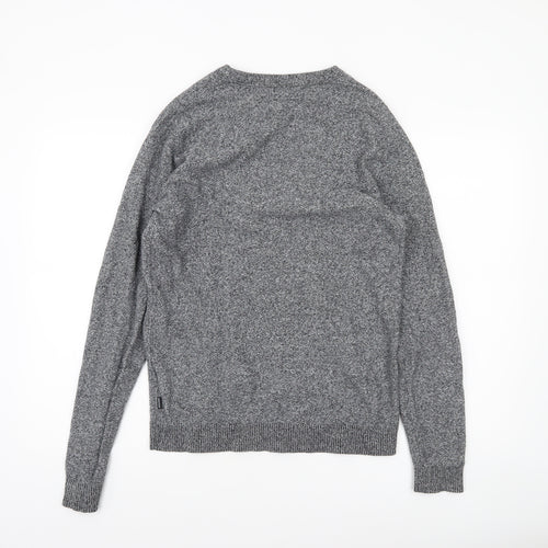 Jack & Jones Men’s Grey Cotton Crew Neck Pullover Jumper Size M