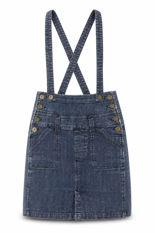 Front view of Denim Co Women’s Blue Denim A-Line Short Skirt, size UK 10