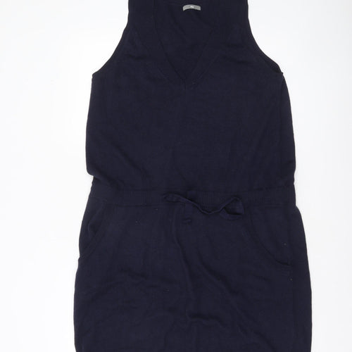 Gap Womens Blue Sleeveless Knit Jumper Dress XL V-Neck Belted