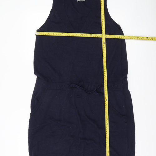 Gap Womens Blue Sleeveless Knit Jumper Dress XL V-Neck Belted