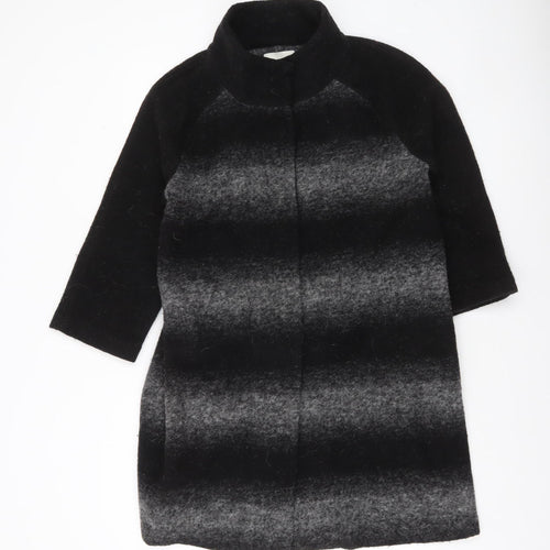 Clements Ribeiro Women Black Wool Blend Collared Cardigan Size 14