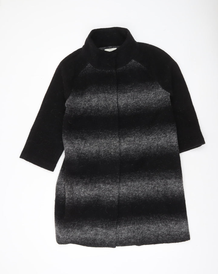 Clements Ribeiro Women Black Wool Blend Collared Cardigan Size 14