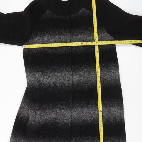 Clements Ribeiro Women Black Wool Blend Collared Cardigan Size 14