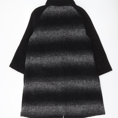 Clements Ribeiro Women Black Wool Blend Collared Cardigan Size 14