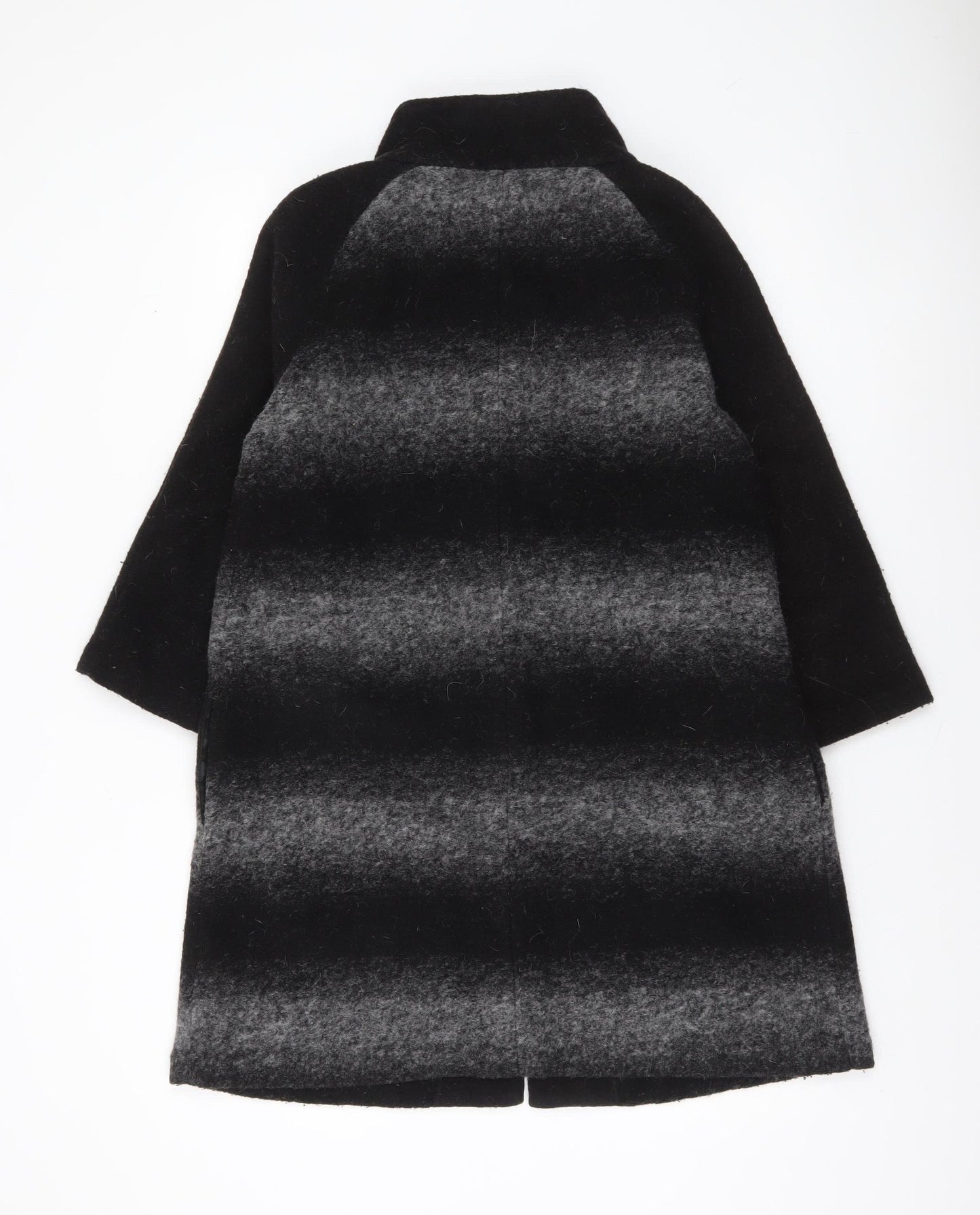 Clements Ribeiro Women Black Wool Blend Collared Cardigan Size 14