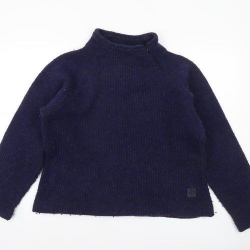 Craghoppers Women's Blue Wool Blend Thermal Mock Neck Jumper Size 14