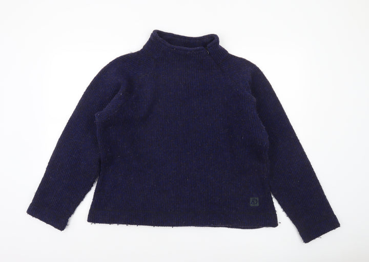 Craghoppers Women's Blue Wool Blend Thermal Mock Neck Jumper Size 14