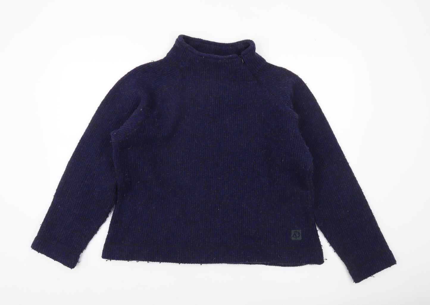 Craghoppers Women's Blue Wool Blend Thermal Mock Neck Jumper Size 14