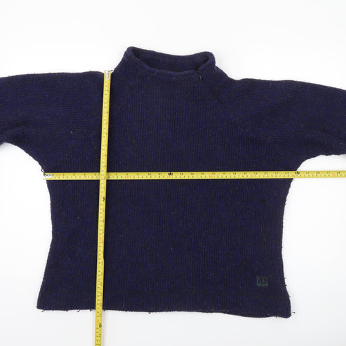 Craghoppers Women's Blue Wool Blend Thermal Mock Neck Jumper Size 14