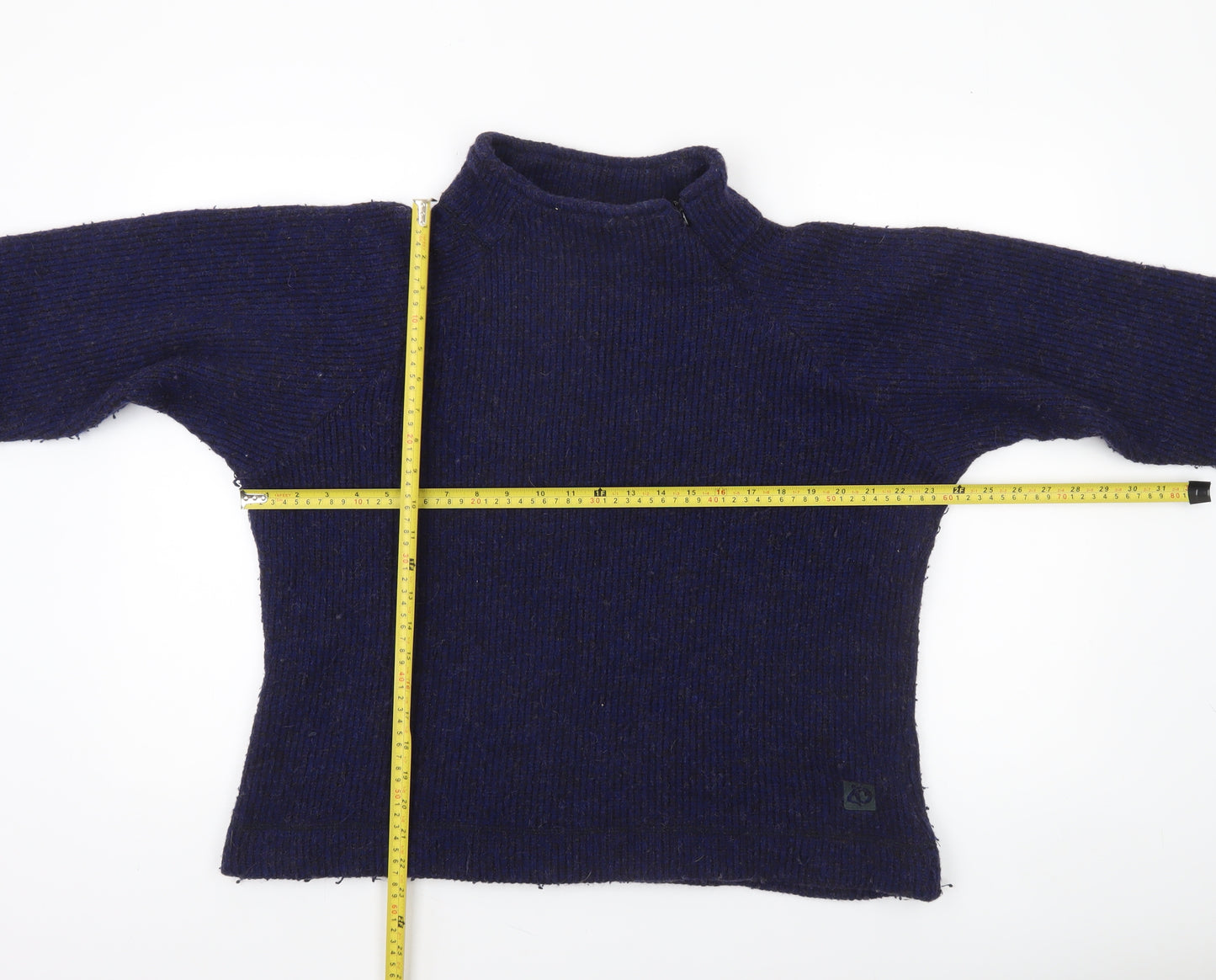Craghoppers Women's Blue Wool Blend Thermal Mock Neck Jumper Size 14