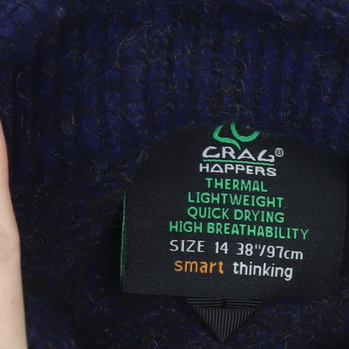 Craghoppers Women's Blue Wool Blend Thermal Mock Neck Jumper Size 14
