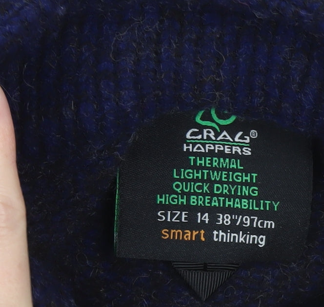 Craghoppers Women's Blue Wool Blend Thermal Mock Neck Jumper Size 14