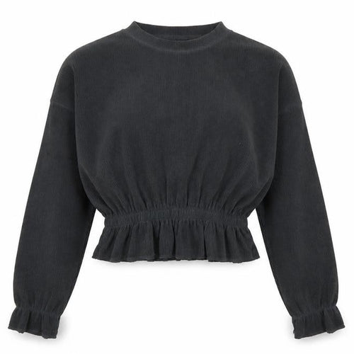 Zara Women Black Cropped Knit Blouse Size 12 Long Sleeve