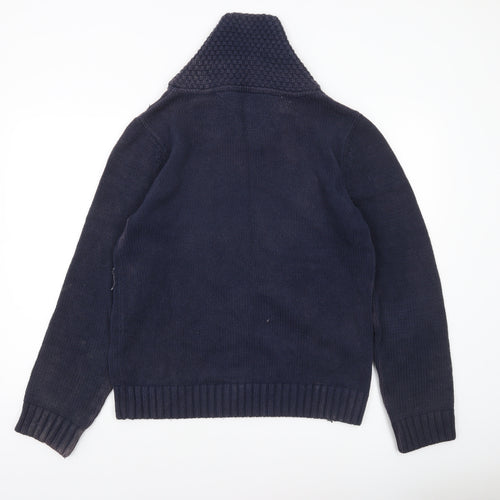 Hilfiger Denim Men's Blue Cotton Shawl Collar Pullover Jumper M