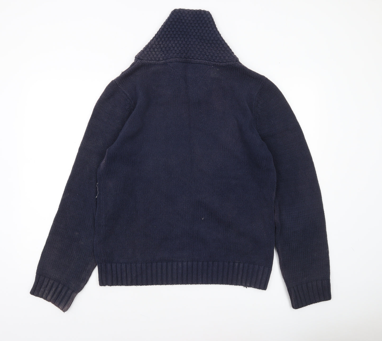 Hilfiger Denim Men's Blue Cotton Shawl Collar Pullover Jumper M