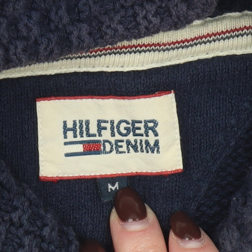 Hilfiger Denim Men's Blue Cotton Shawl Collar Pullover Jumper M