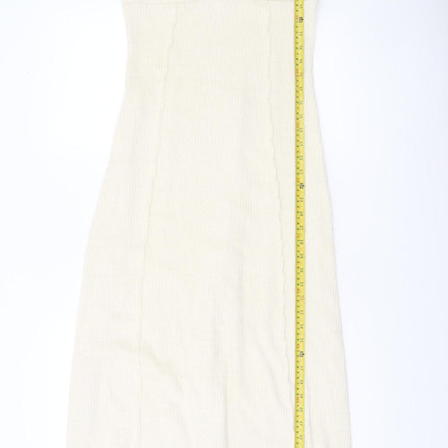 Zara Women Ivory Knit Bodycon Midi Dress Size S