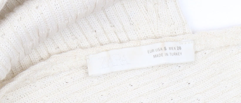 Zara Women Ivory Knit Bodycon Midi Dress Size S