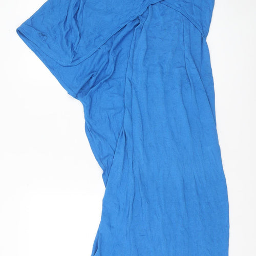 Zara Women Blue Asymmetric Long Sleeveless Knit Dress Size S