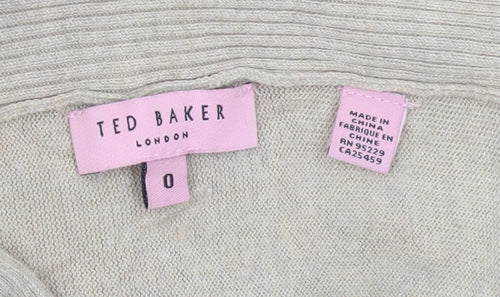 Ted Baker Women’s Beige Long Sleeve Knit Open Cardigan XS